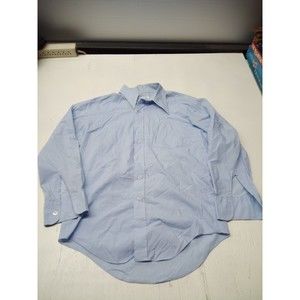 Vintage Kmart Permanent Press Button Up Shirt Size 17 1/2 -33 Light Blue Long Sl
